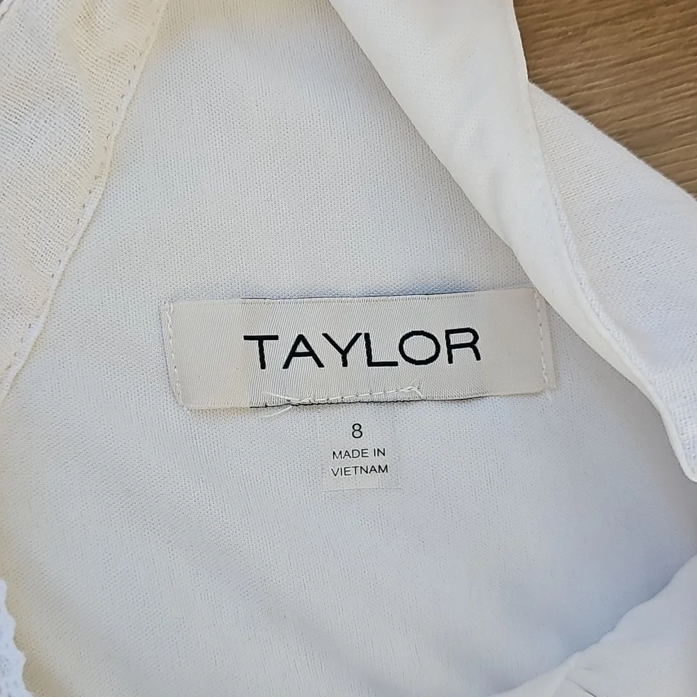 Taylor Linen Blend Midi Elegant White Sleeveless Dress Size 8 - Picture 3 of 9